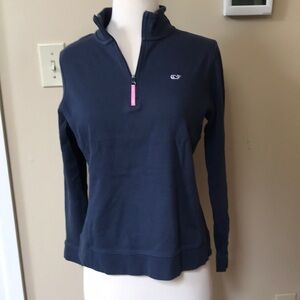 Vineyard Vines Fashion Knits Jersey 1/4 Zip Pullover Sweatshirt Navy Women’s S